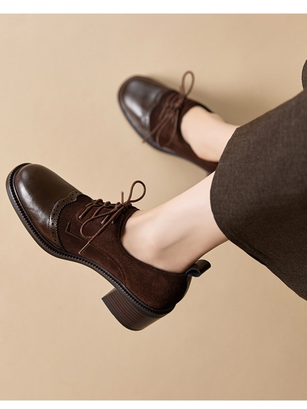 Women's  Round Toe Block Heels Oxfords Shoes